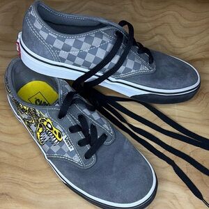Vans Yellow Dino, Gray Suede Old Skool Sk8 Shoes